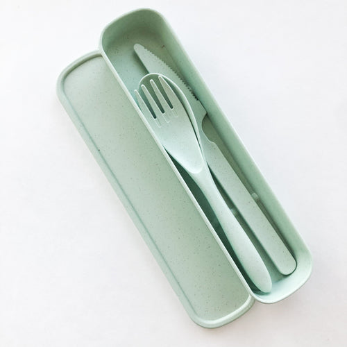Biodegradable Reusable Wheat Straw Cutlery Set - Plastic Free Zero Waste Sustainable Office, Outdoor, Camping, School, Party & Kids lunchbox-1