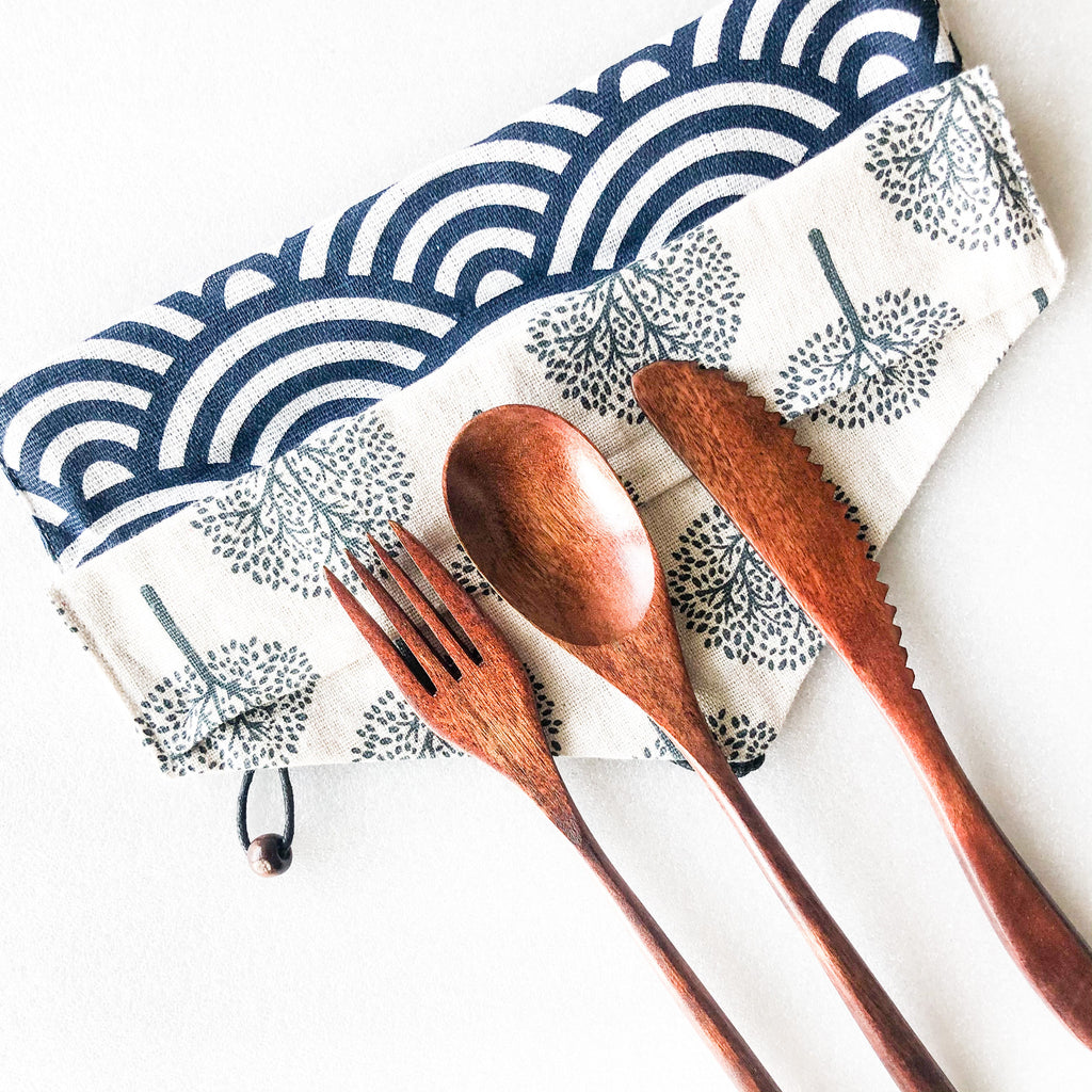Japanese Style Wooden Cutlery Set - Zero Waste Plastic Free Utensils Set - Sustainable Kitchen-2