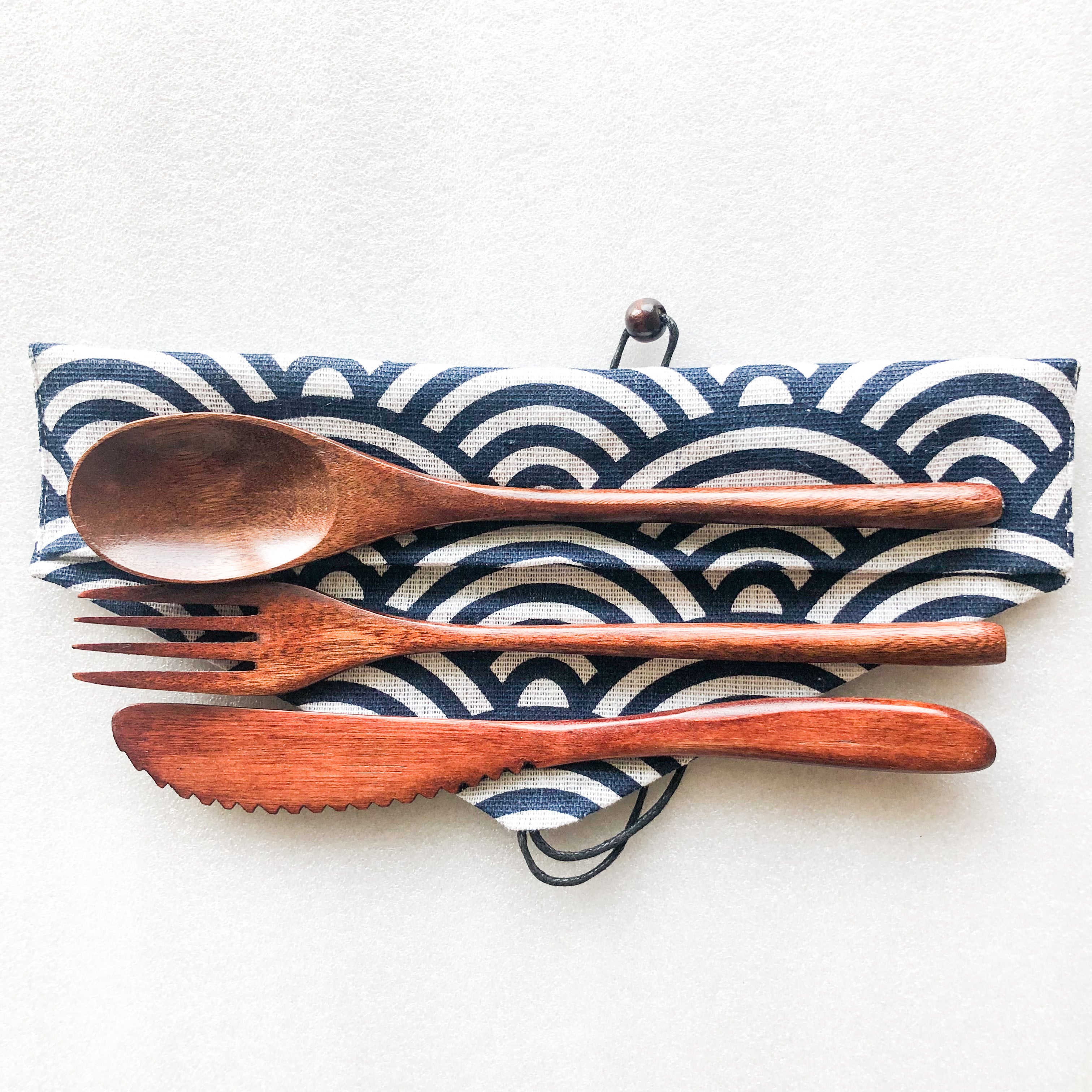 Japanese Style Wooden Cutlery Set - Zero Waste Plastic Free Utensils Set - Sustainable Kitchen-1