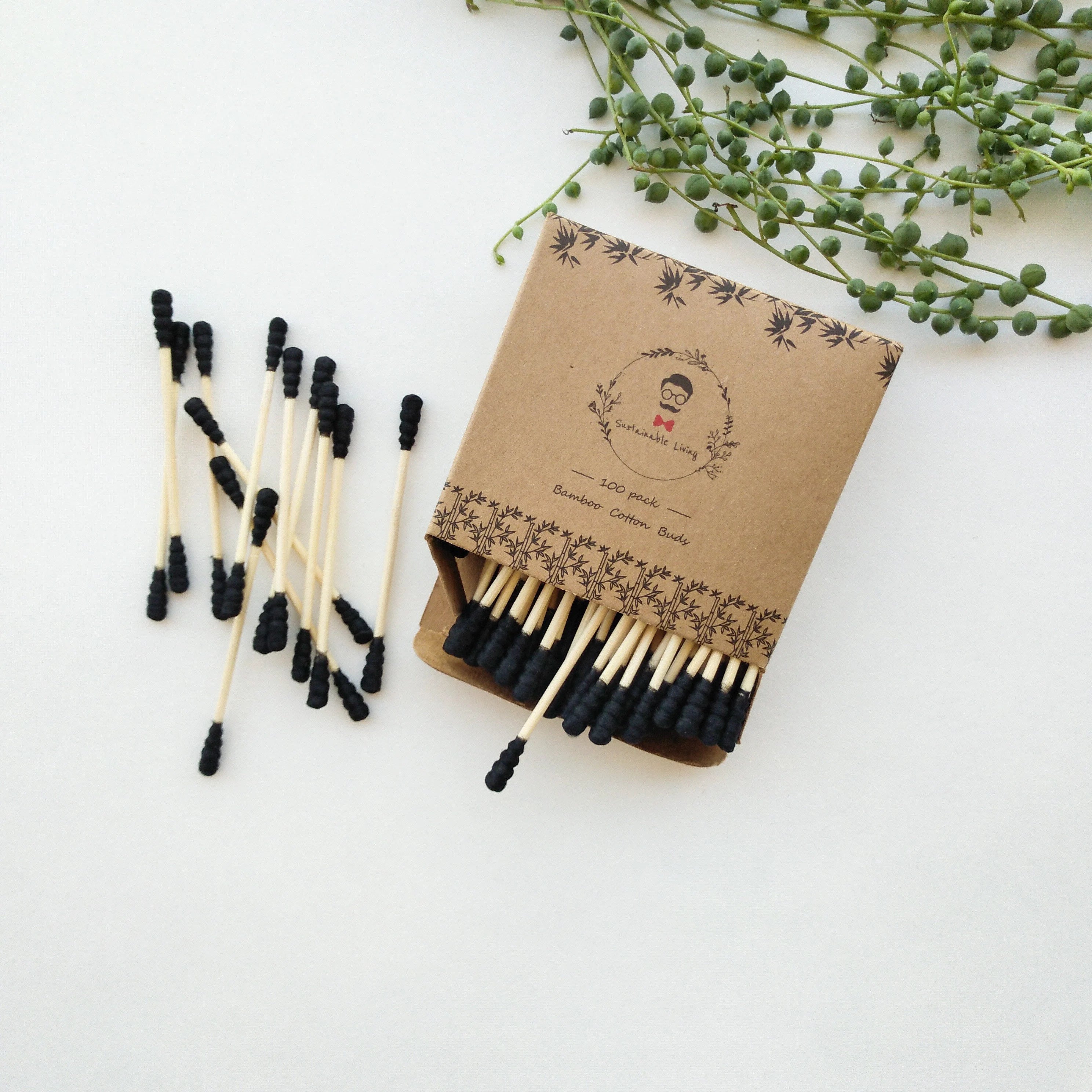 Organic Biodegradable Bamboo Cotton Buds - Plastic Free Zero Waste Natural Bamboo Q-tips - Eco Friendly Sustainable Swabs - Pack of 100-4