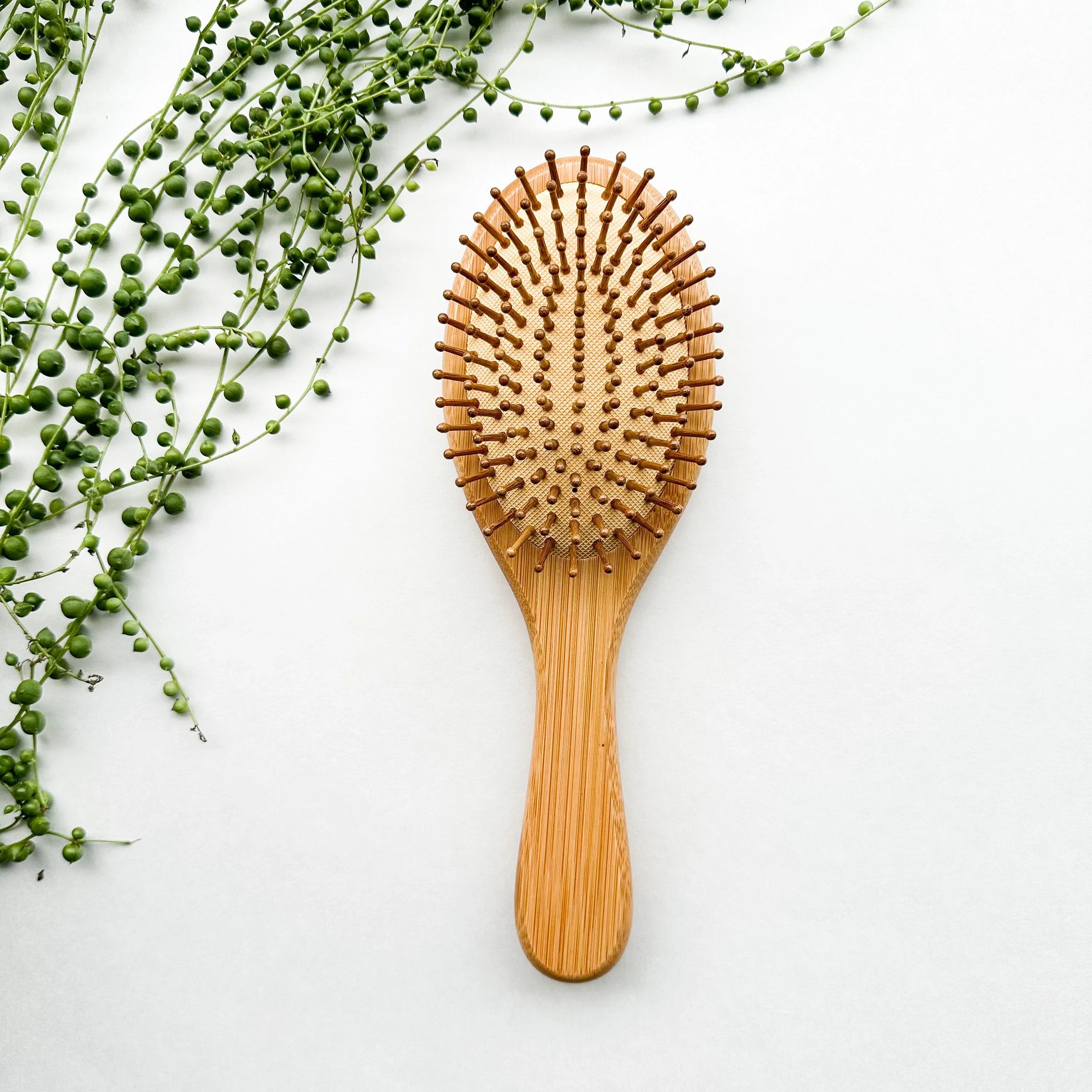 Natural Organic Bamboo Hair Brush - Plastic Free Biodegradable Detangling Bamboo Brush - Eco Friendly Sustainable Living-2