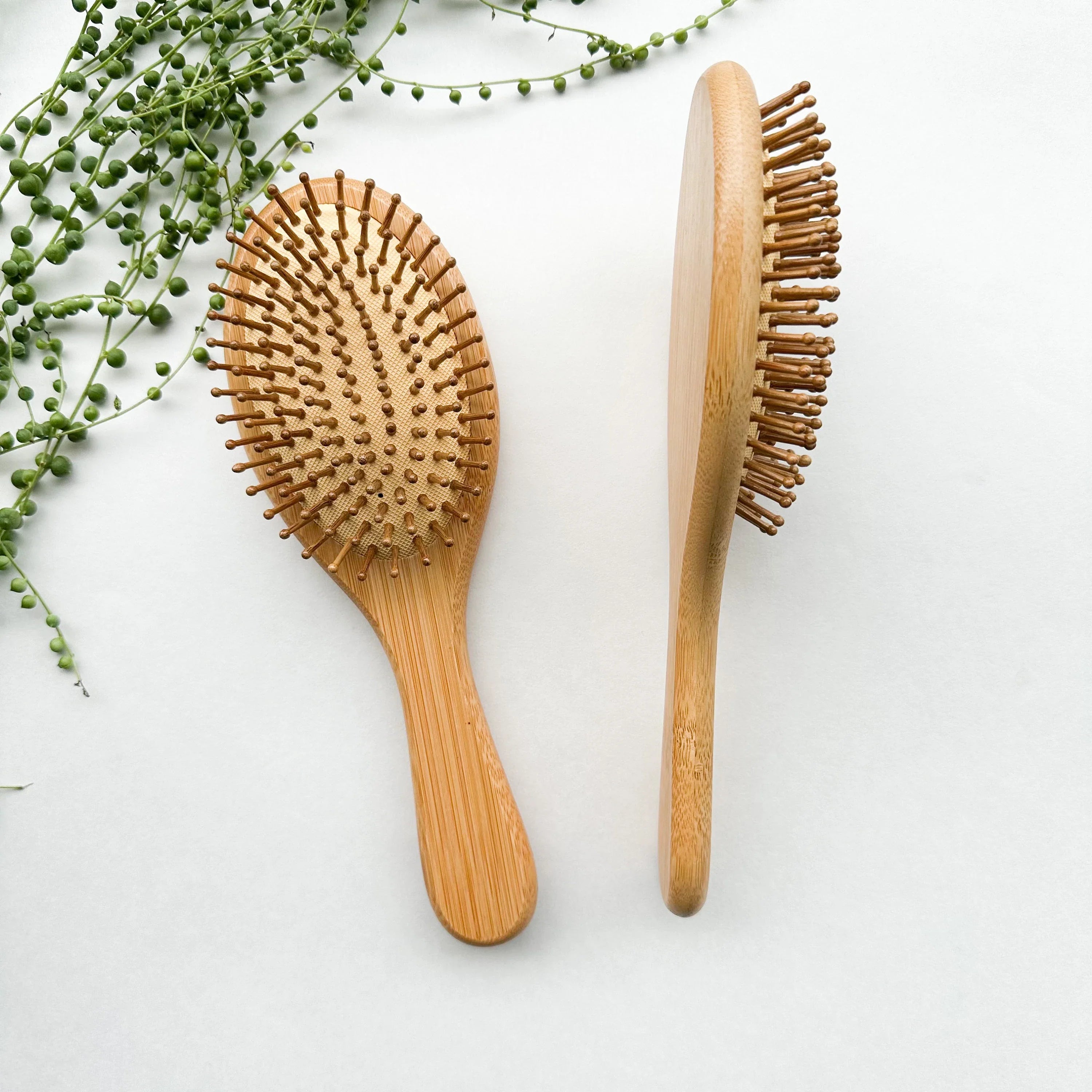 Natural Organic Bamboo Hair Brush - Plastic Free Biodegradable Detangling Bamboo Brush - Eco Friendly Sustainable Living-1